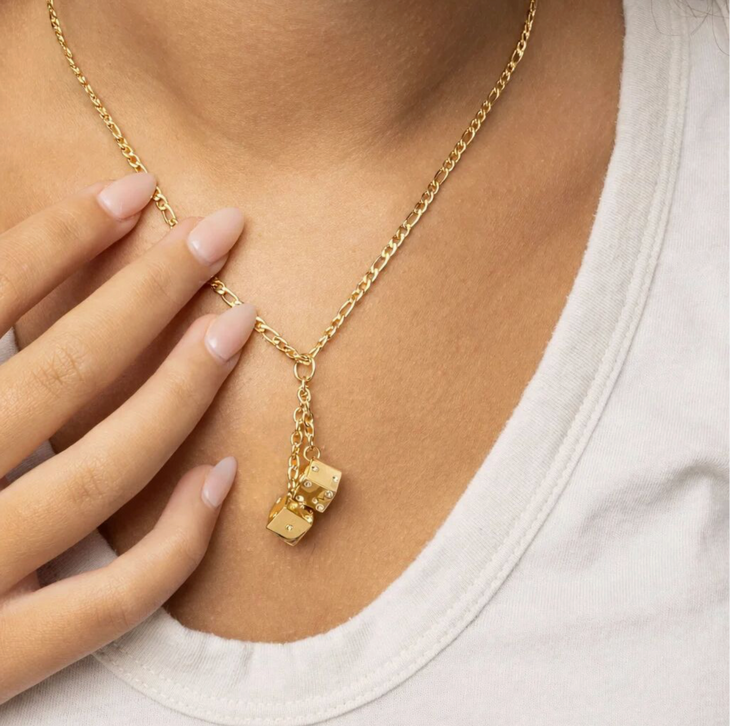 18K Gold PVD Stainless Steel Dice Charm - waterproof