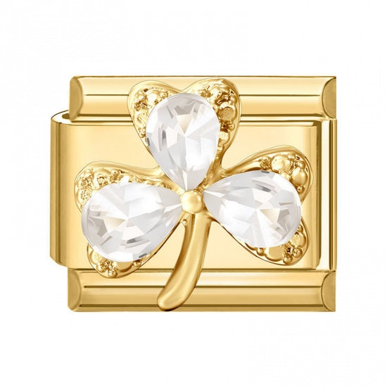 3D Clover Gold Plated Italian Charm