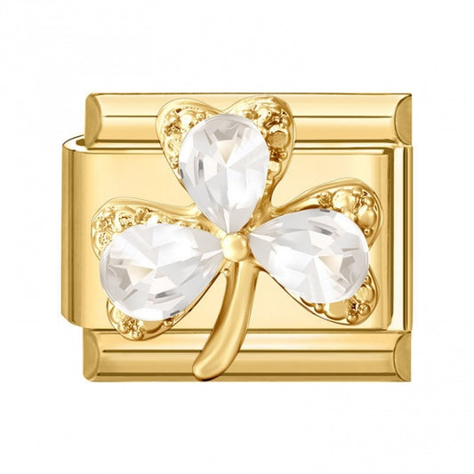 3D Clover Gold Plated Italian Charm