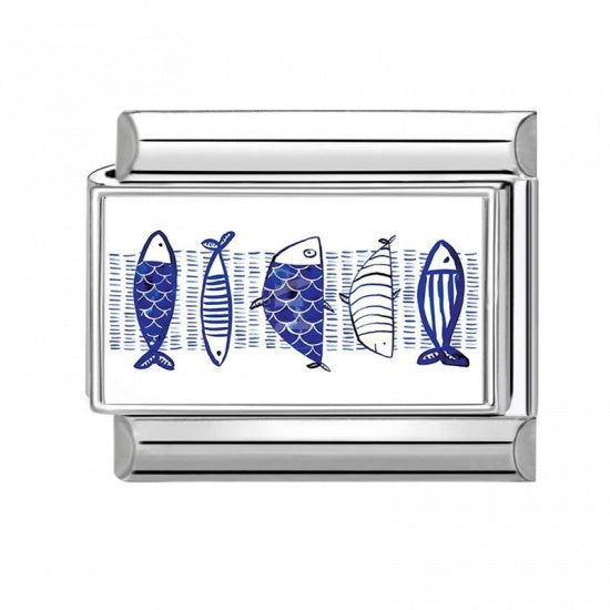 Blue Sardines Stainless Steel Italian Charm