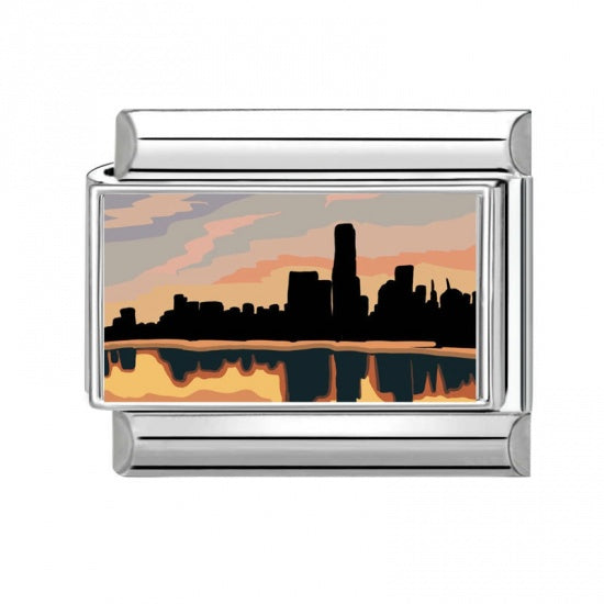 Skyline Sunset Stainless Steel Italian Charm