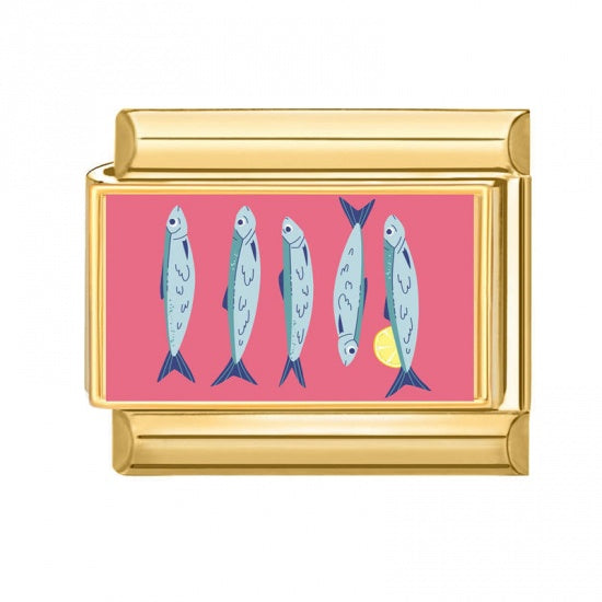 Pink Sardines Gold Plated Stainless Steel Italian Charm