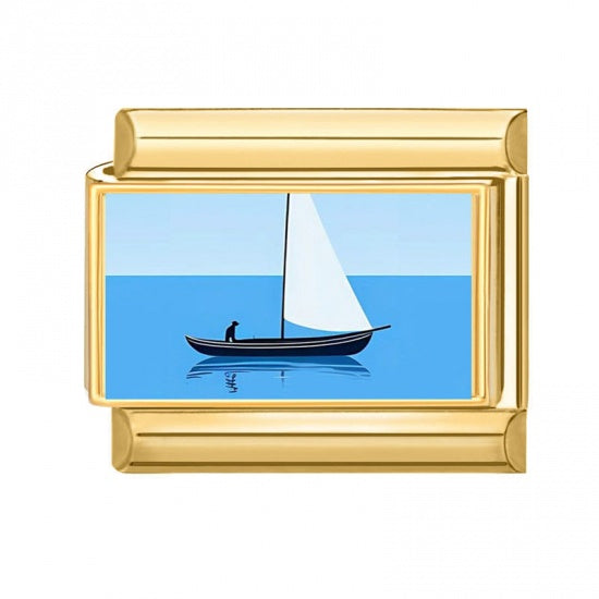 Sailboat Gold Plated Stainless Steel Italian Charm