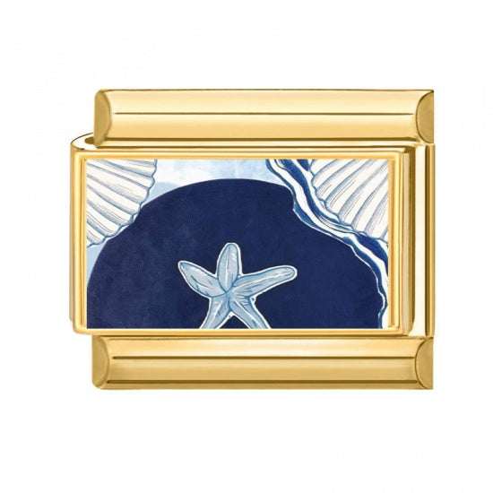 Blue Starfish Gold Plated Stainless Steel Italian Charm
