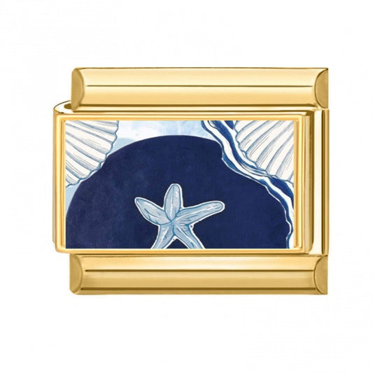 Blue Starfish Gold Plated Stainless Steel Italian Charm