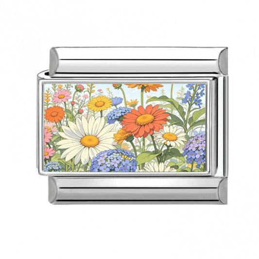 Wild Flowers Stainless Steel Italian Charm