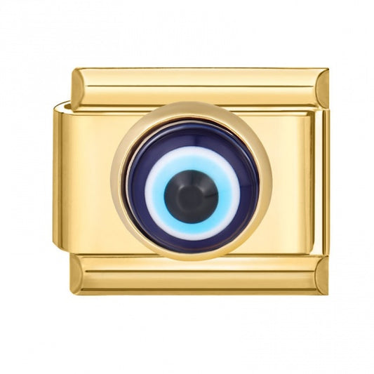 Evil Eye Gold Plated Stainless Steel Italian Charm