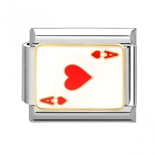 Red Ace Of Hearts Stainless Steel Italian Charm