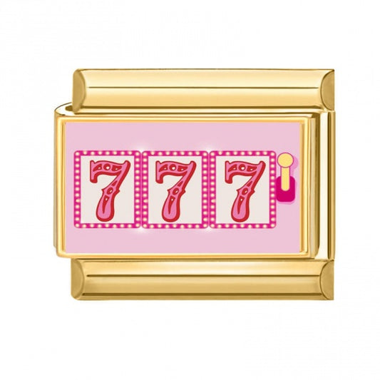777 Slots Gold Plated Stainless Steel Italian Charm