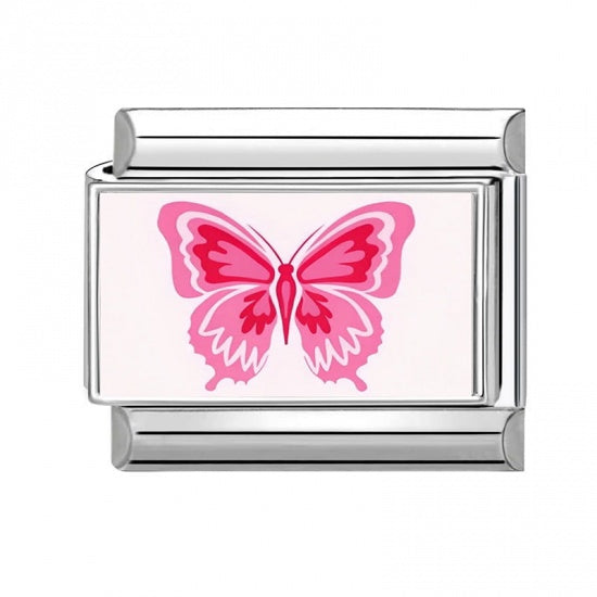 Pink Butterfly Stainless Steel Charm