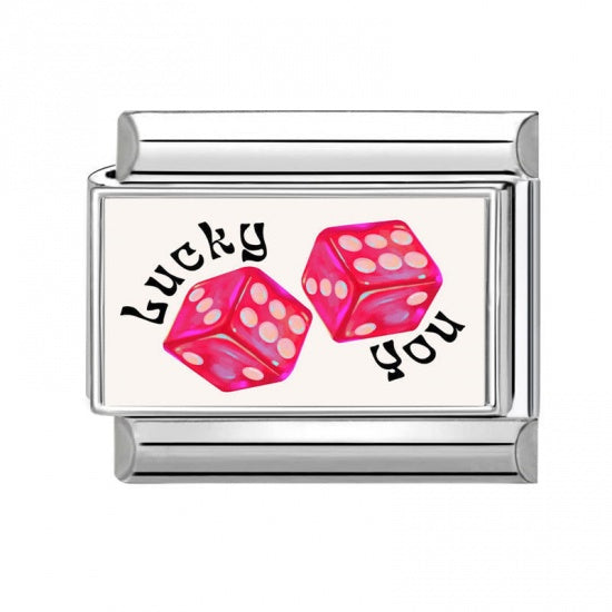 Lucky You Dice Stainless Steel Italian Charm