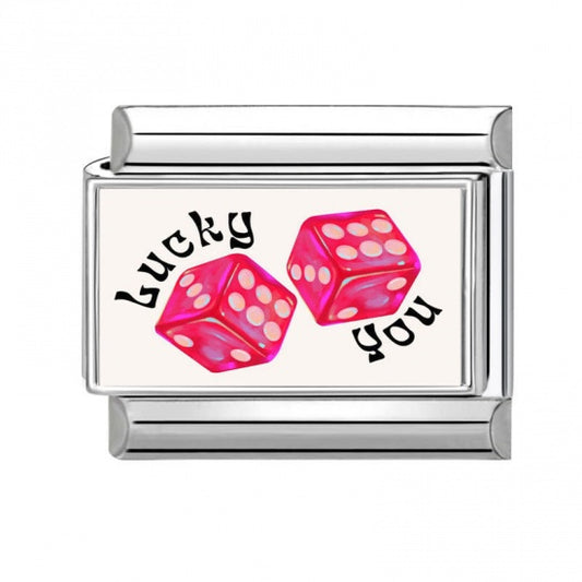 Lucky You Dice Stainless Steel Italian Charm
