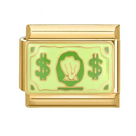 Spongebob Money Gold Plated Stainless Steel Italian Charm