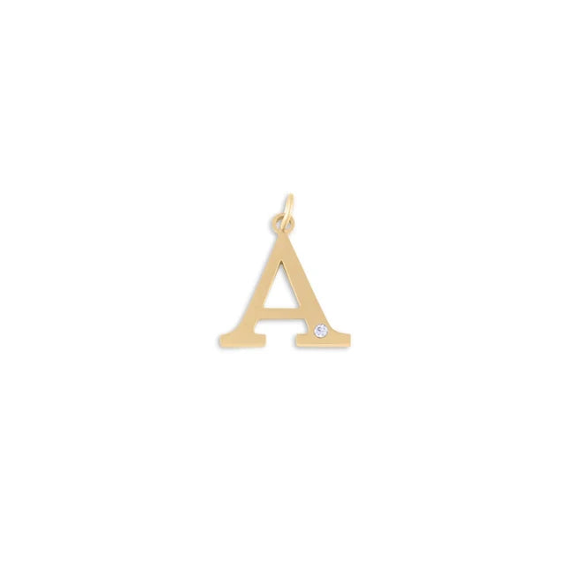 18K Gold PVD Stainless Steel Letter Crystal Charm