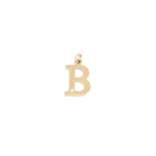 18K Gold PVD Stainless Steel Letter Crystal Charm