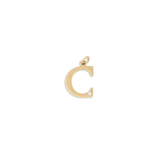 18K Gold PVD Stainless Steel Letter Crystal Charm