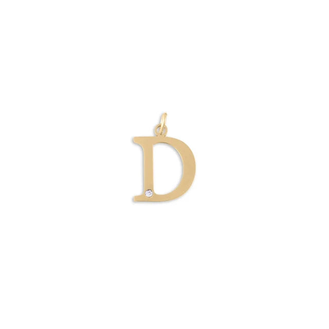 18K Gold PVD Stainless Steel Letter Crystal Charm