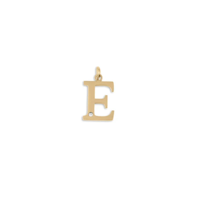 18K Gold PVD Stainless Steel Letter Crystal Charm