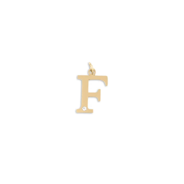 18K Gold PVD Stainless Steel Letter Crystal Charm