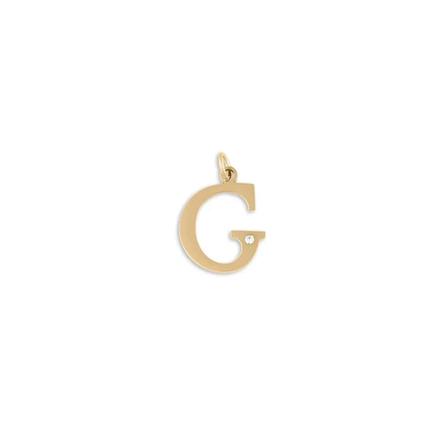 18K Gold PVD Stainless Steel Letter Crystal Charm