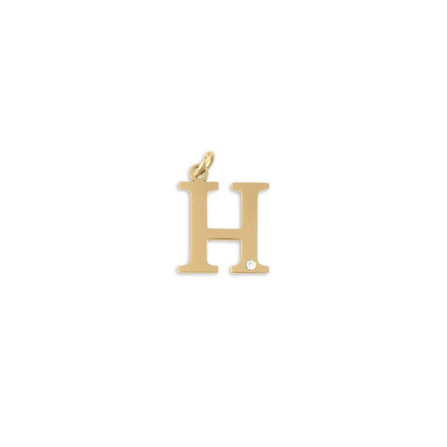 18K Gold PVD Stainless Steel Letter Crystal Charm