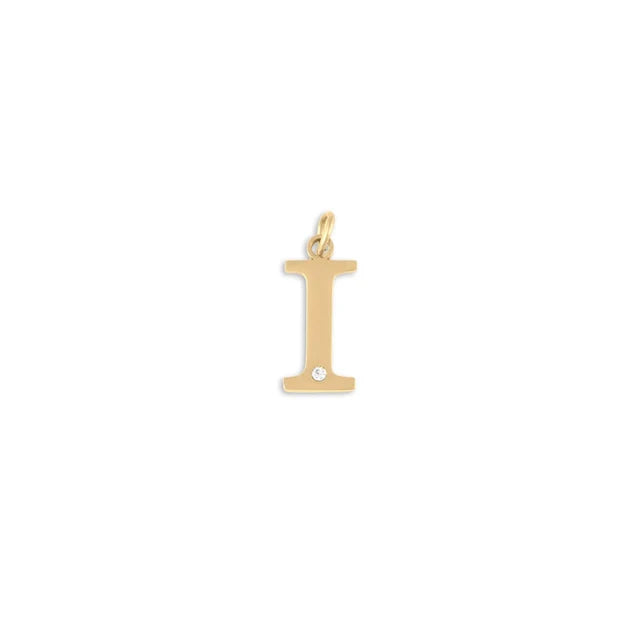 18K Gold PVD Stainless Steel Letter Crystal Charm