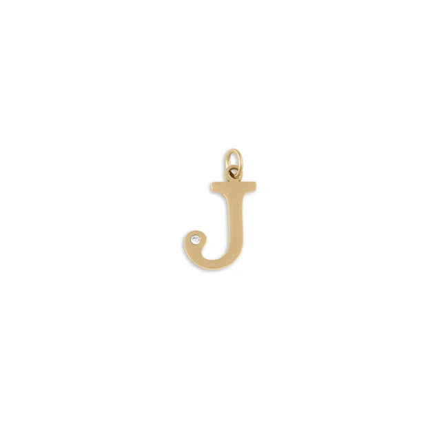 18K Gold PVD Stainless Steel Letter Crystal Charm