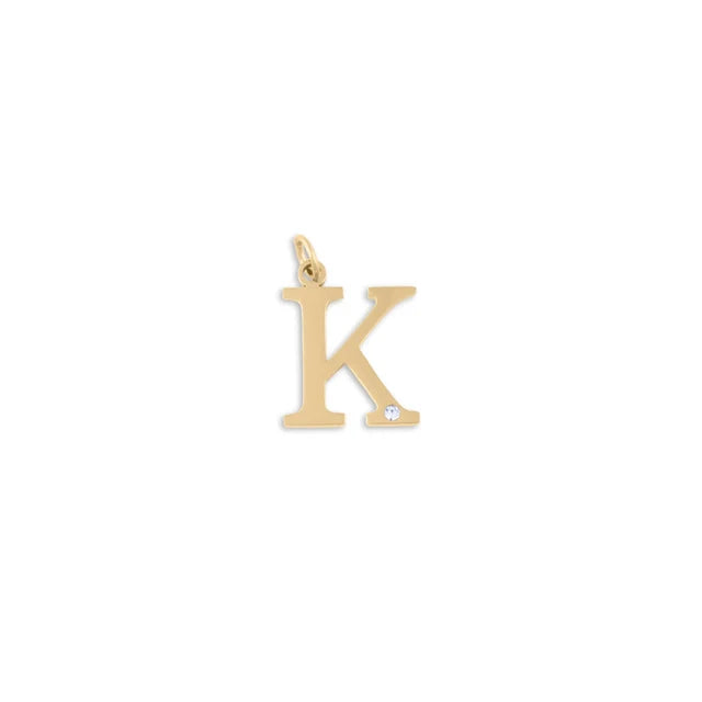 18K Gold PVD Stainless Steel Letter Crystal Charm