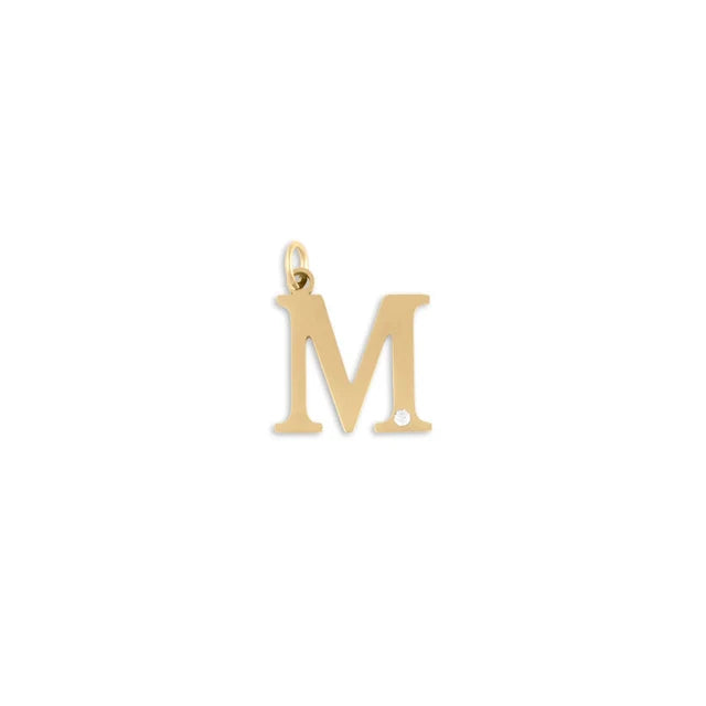 18K Gold PVD Stainless Steel Letter Crystal Charm