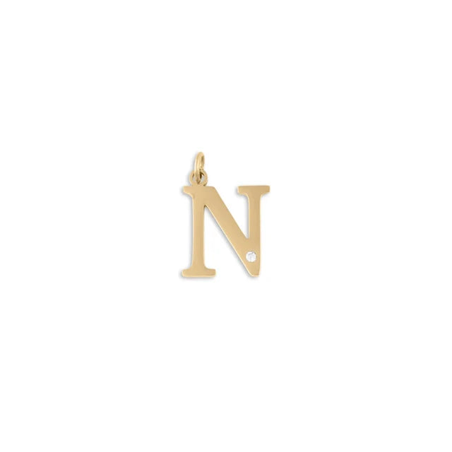 18K Gold PVD Stainless Steel Letter Crystal Charm