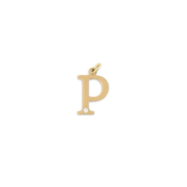 18K Gold PVD Stainless Steel Letter Crystal Charm
