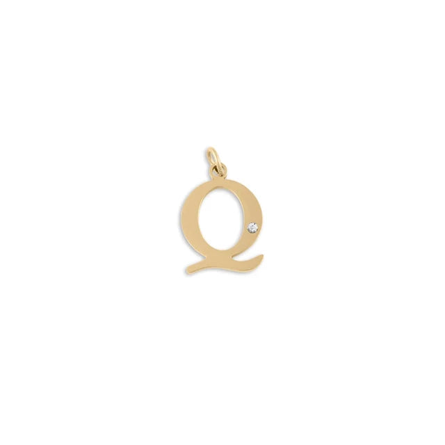 18K Gold PVD Stainless Steel Letter Crystal Charm