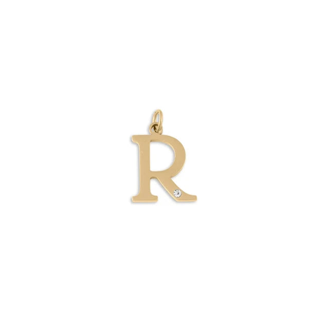 18K Gold PVD Stainless Steel Letter Crystal Charm
