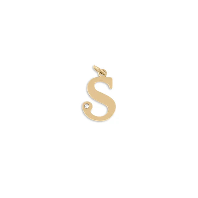 18K Gold PVD Stainless Steel Letter Crystal Charm