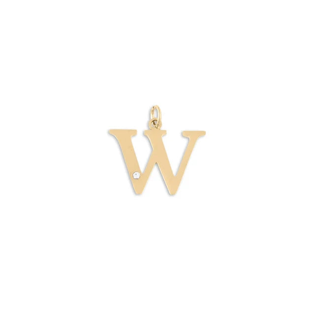 18K Gold PVD Stainless Steel Letter Crystal Charm