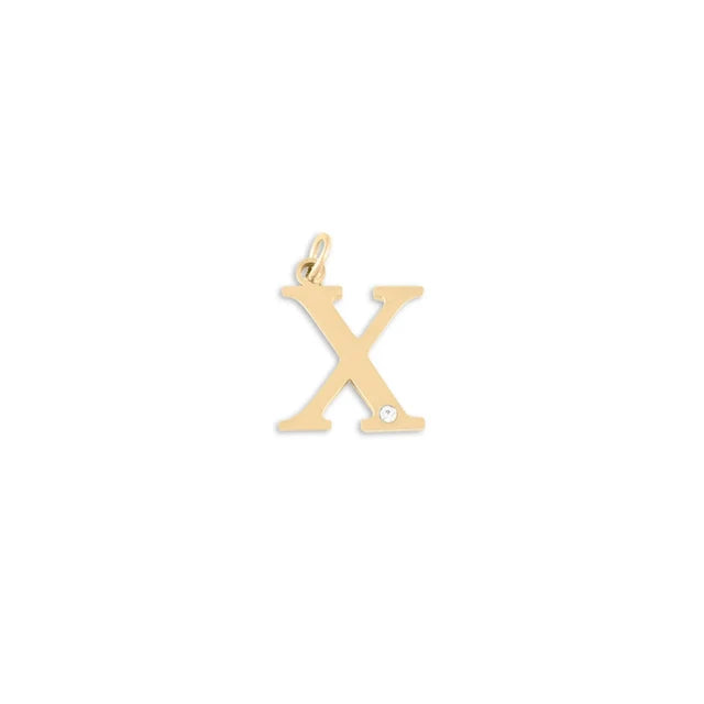 18K Gold PVD Stainless Steel Letter Crystal Charm
